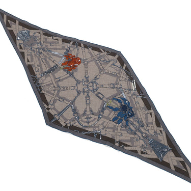 エルメス HERMES ロザンジュ  グレー×マルチカラー カシミヤ シルク ストール 【FLAMBOYANT WEB/フランボワイヤン ウェブ】