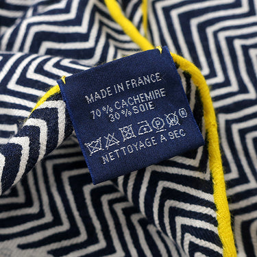 エルメス HERMES ロザンジュ ネイビー×イエロー カシミヤ シルク ストール