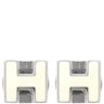 エルメス HERMES カージュ ド アッシュ Hキューブ ホワイト×シルバー メタル エナメル ピアス シルバー金具