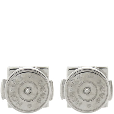 エルメス HERMES カージュ ド アッシュ Hキューブ ホワイト×シルバー メタル エナメル ピアス シルバー金具