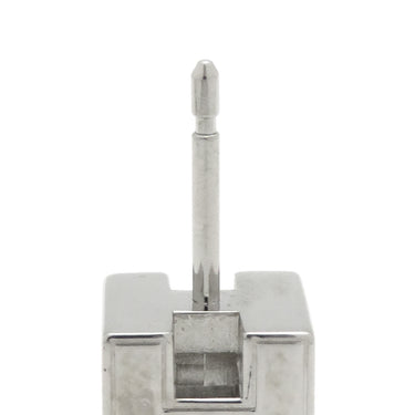 エルメス HERMES カージュ ド アッシュ Hキューブ ホワイト×シルバー メタル エナメル ピアス シルバー金具