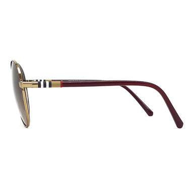 バーバリー BURBERRY ラウンドシェイプ 56□17 BE3094 ボルドー系 プラスチック サングラス ゴールド金具 ブラウングラディエント