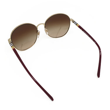 バーバリー BURBERRY ラウンドシェイプ 56□17 BE3094 ボルドー系 プラスチック サングラス ゴールド金具 ブラウングラディエント