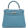 エルメス HERMES ケリー25 内縫い ニューブルージーン トゴ 2WAYバッグ シルバー金具 青 ショルダー
