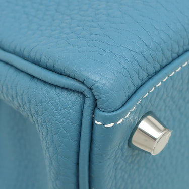 エルメス HERMES ケリー25 内縫い ニューブルージーン トゴ 2WAYバッグ シルバー金具 青 ショルダー