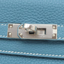 エルメス HERMES ケリー25 内縫い ニューブルージーン トゴ 2WAYバッグ シルバー金具 青 ショルダー