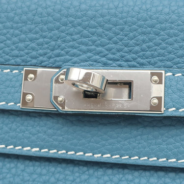 エルメス HERMES ケリー25 内縫い ニューブルージーン トゴ 2WAYバッグ シルバー金具 青 ショルダー