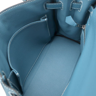 エルメス HERMES ケリー25 内縫い ニューブルージーン トゴ 2WAYバッグ シルバー金具 青 ショルダー