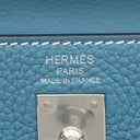 エルメス HERMES ケリー25 内縫い ニューブルージーン トゴ 2WAYバッグ シルバー金具 青 ショルダー