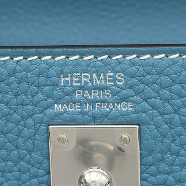 エルメス HERMES ケリー25 内縫い ニューブルージーン トゴ 2WAYバッグ シルバー金具 青 ショルダー