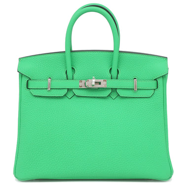 エルメス HERMES バーキン25 ヴェールコミック トゴ ハンドバッグ シルバー金具 緑 リカラー有