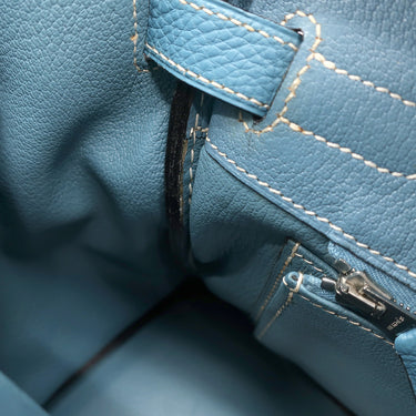 エルメス HERMES バーキン30 ブルージーン トリヨンクレマンス ハンドバッグ シルバー金具 青