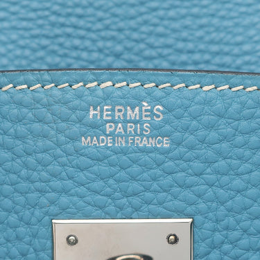 エルメス HERMES バーキン30 ブルージーン トリヨンクレマンス ハンドバッグ シルバー金具 青