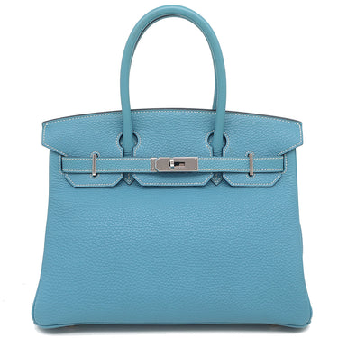 エルメス HERMES バーキン30 ブルージーン トリヨンクレマンス ハンドバッグ シルバー金具 青