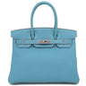 エルメス HERMES バーキン30 ブルージーン トリヨンクレマンス ハンドバッグ シルバー金具 青