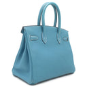 エルメス HERMES バーキン30 ブルージーン トリヨンクレマンス ハンドバッグ シルバー金具 青