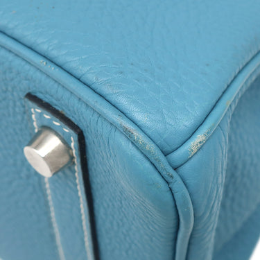 エルメス HERMES バーキン30 ブルージーン トリヨンクレマンス ハンドバッグ シルバー金具 青