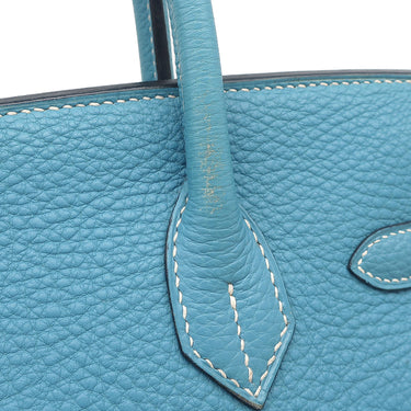 エルメス HERMES バーキン30 ブルージーン トリヨンクレマンス ハンドバッグ シルバー金具 青