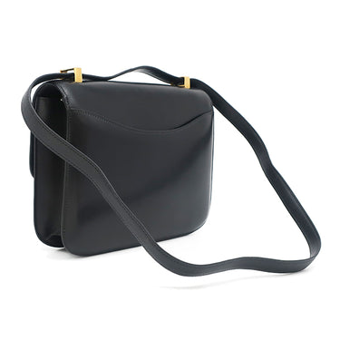 エルメス HERMES コンスタンス 24 ブラック ボックスカーフ ショルダーバッグ ゴールド金具 黒