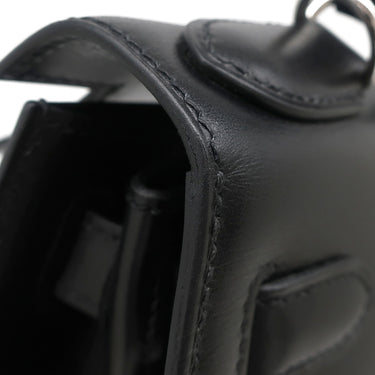 エルメス HERMES ケリー28 外縫い ブラック ボックスカーフ 2WAYバッグ シルバー金具 黒 ショルダー