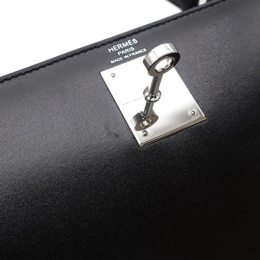 エルメス HERMES ケリー28 外縫い ブラック ボックスカーフ 2WAYバッグ シルバー金具 黒 ショルダー