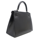 エルメス HERMES ケリー28 外縫い ブラック ボックスカーフ 2WAYバッグ シルバー金具 黒 ショルダー