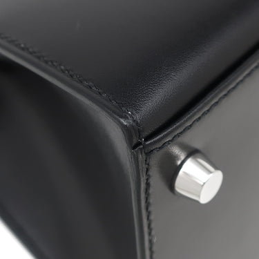 エルメス HERMES ケリー28 外縫い ブラック ボックスカーフ 2WAYバッグ シルバー金具 黒 ショルダー