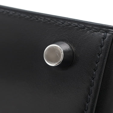 エルメス HERMES ケリー28 外縫い ブラック ボックスカーフ 2WAYバッグ シルバー金具 黒 ショルダー