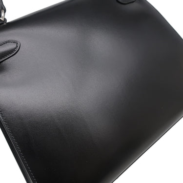 エルメス HERMES ケリー28 外縫い ブラック ボックスカーフ 2WAYバッグ シルバー金具 黒 ショルダー