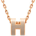 エルメス HERMES ポップアッシュ ミニ ペンダント マロングラッセxローズゴールド GP ラッカー ネックレス ローズゴールド金具 薄茶 Hモチーフ