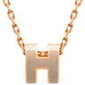 エルメス HERMES ポップアッシュ ミニ ペンダント マロングラッセxローズゴールド GP ラッカー ネックレス ローズゴールド金具 薄茶 Hモチーフ