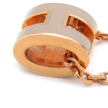 エルメス HERMES ポップアッシュ ミニ ペンダント マロングラッセxローズゴールド GP ラッカー ネックレス ローズゴールド金具 薄茶 Hモチーフ