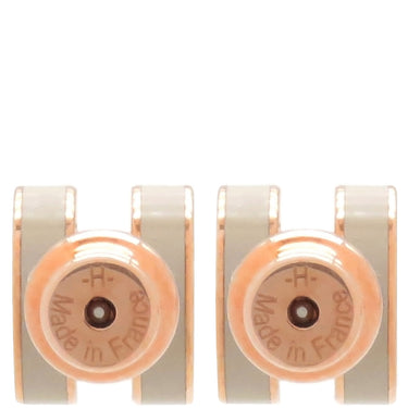 エルメス HERMES ポップアッシュ Hピアス ミニ マロングラッセ×ピンクゴールド GP エナメル ピアス ローズゴールド金具 H型 PG