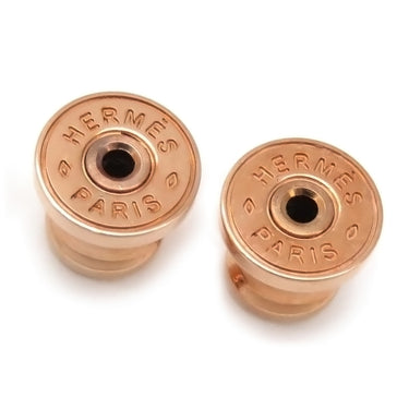エルメス HERMES ポップアッシュ Hピアス ミニ マロングラッセ×ピンクゴールド GP エナメル ピアス ローズゴールド金具 H型 PG
