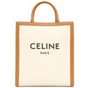 セリーヌ CELINE スモール バーティカル カバ ナチュラル×タン キャンバス レザー 2WAYバッグ ゴールド金具 ベージュ ブラウン トート ショルダー