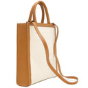 セリーヌ CELINE スモール バーティカル カバ ナチュラル×タン キャンバス レザー 2WAYバッグ ゴールド金具 ベージュ ブラウン トート ショルダー