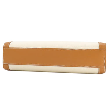 セリーヌ CELINE スモール バーティカル カバ ナチュラル×タン キャンバス レザー 2WAYバッグ ゴールド金具 ベージュ ブラウン トート ショルダー