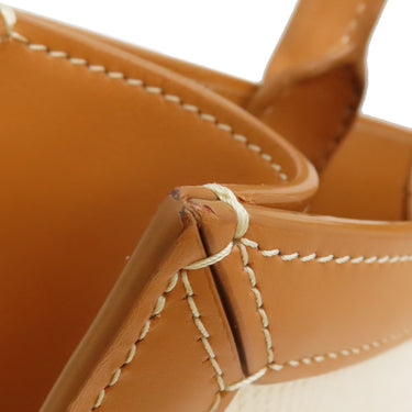 セリーヌ CELINE スモール バーティカル カバ ナチュラル×タン キャンバス レザー 2WAYバッグ ゴールド金具 ベージュ ブラウン トート ショルダー