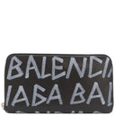 バレンシアガ BALENCIAGA ラウンドファスナー グラフィティ 510477 ブラック レザー 長財布 シルバー金具 黒