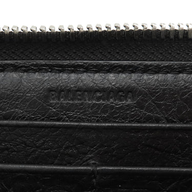 バレンシアガ BALENCIAGA ラウンドファスナー グラフィティ 510477 ブラック レザー 長財布 シルバー金具 黒