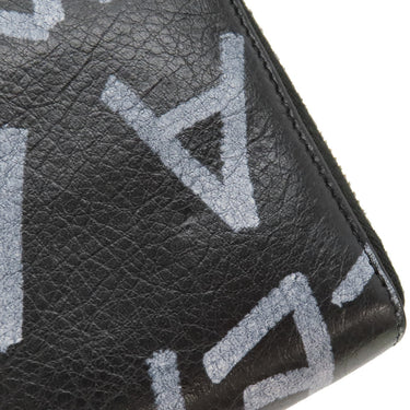 バレンシアガ BALENCIAGA ラウンドファスナー グラフィティ 510477 ブラック レザー 長財布 シルバー金具 黒