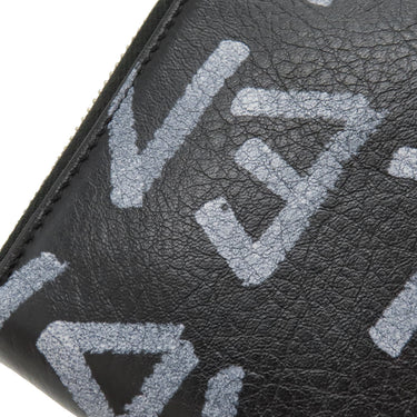 バレンシアガ BALENCIAGA ラウンドファスナー グラフィティ 510477 ブラック レザー 長財布 シルバー金具 黒