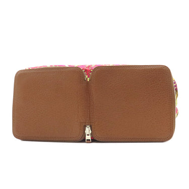 エルメス HERMES シルキーポップ イエロー×ピンク×マルチカラー シルク レザー トートバッグ シルバー金具 【LA DANSE DU CHEVAL MARWARI/マールワーリ馬のダンス】 折りたたみ