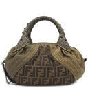 フェンディ FENDI ズッカ ミニ スパイバッグ 8BL078 ゴールド×ブラウン キャンバス レザー ハンドバッグ ゴールド金具 茶