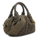 フェンディ FENDI ズッカ ミニ スパイバッグ 8BL078 ゴールド×ブラウン キャンバス レザー ハンドバッグ ゴールド金具 茶