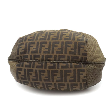 フェンディ FENDI ズッカ ミニ スパイバッグ 8BL078 ゴールド×ブラウン キャンバス レザー ハンドバッグ ゴールド金具 茶