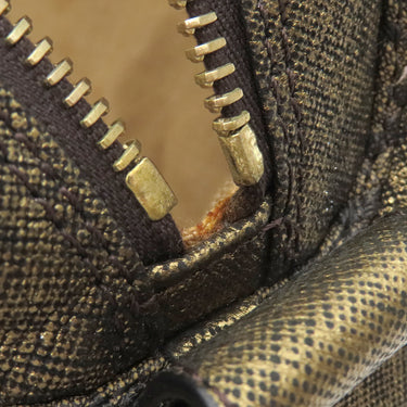 フェンディ FENDI ズッカ ミニ スパイバッグ 8BL078 ゴールド×ブラウン キャンバス レザー ハンドバッグ ゴールド金具 茶