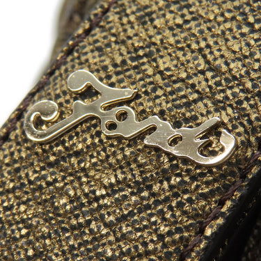 フェンディ FENDI ズッカ ミニ スパイバッグ 8BL078 ゴールド×ブラウン キャンバス レザー ハンドバッグ ゴールド金具 茶