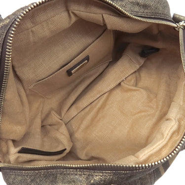 フェンディ FENDI ズッカ ミニ スパイバッグ 8BL078 ゴールド×ブラウン キャンバス レザー ハンドバッグ ゴールド金具 茶