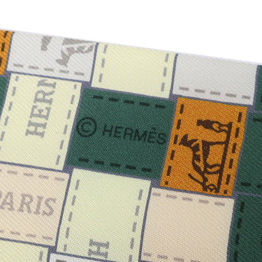 エルメス HERMES ツイリー グリ×カーキ×オークル シルク スカーフ 【BOLDUC AU CARRE/ボルデュック チェック】